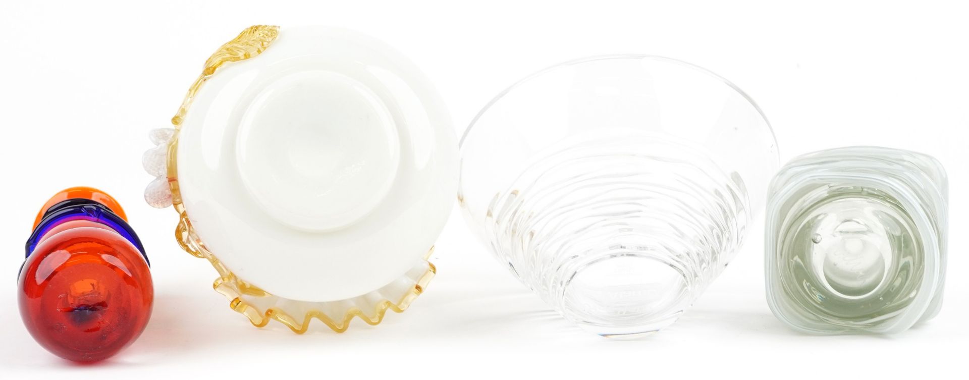 Art glassware including a Stuart crystal bowl by Jasper Conran, Mdina vase and basket, 20cm high - Image 3 of 5
