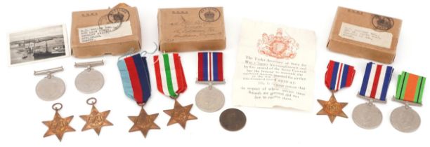 British military interest World War II medals awarded to R C Wrixen including Africa Star, medals