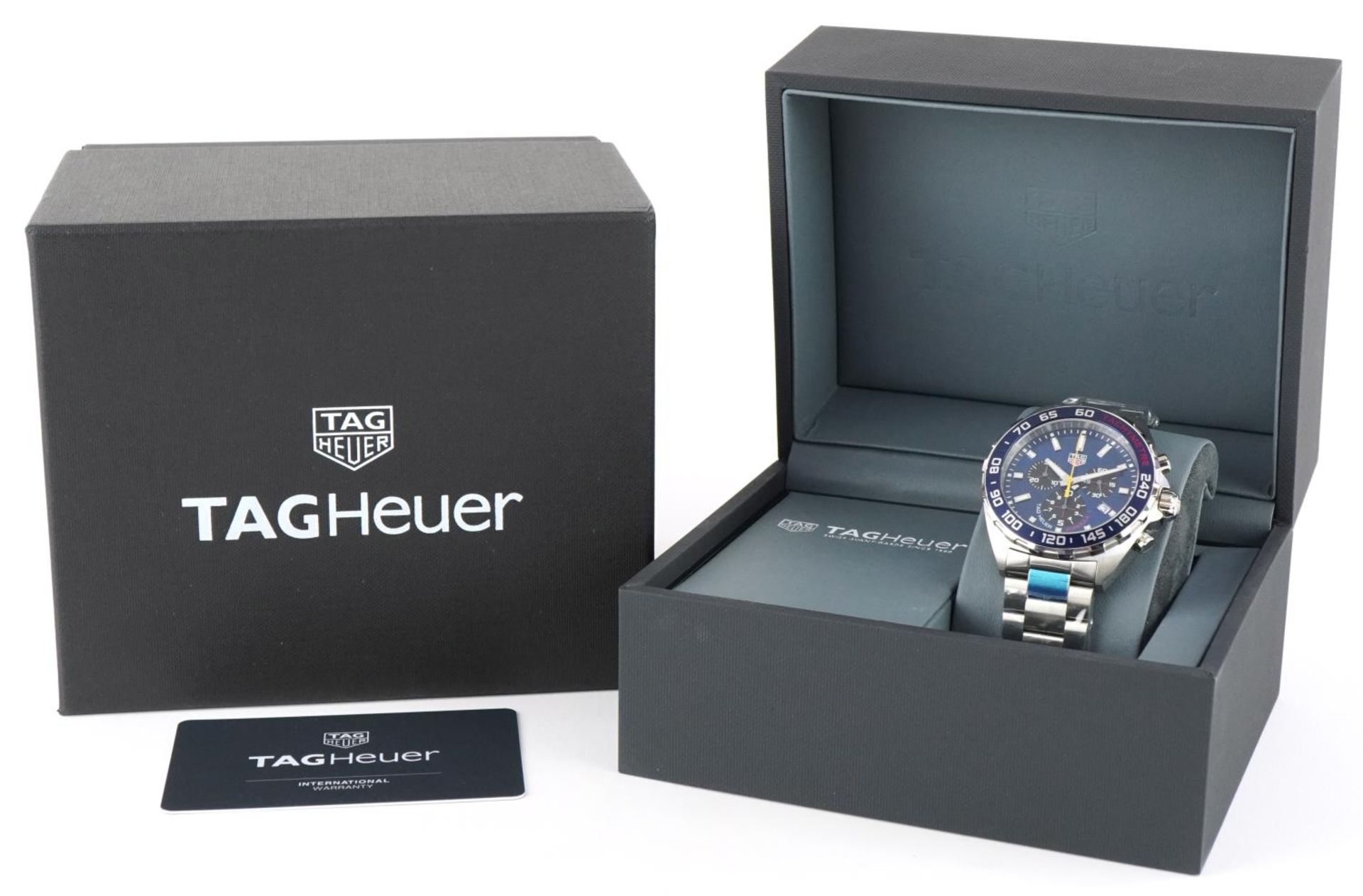 Tag Heuer, gentlemen's Tag Heuer Formula 1 Aston Martin Red Bull chronograph wristwatch with box and
