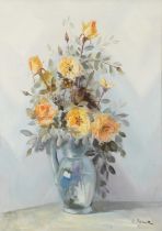 Still life flowers in a vase, European school Impressionist oil on canvas, mounted and framed,