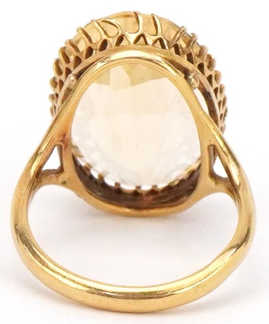 18ct gold citrine ring with split shoulders, size J, 5.1g - Image 2 of 4