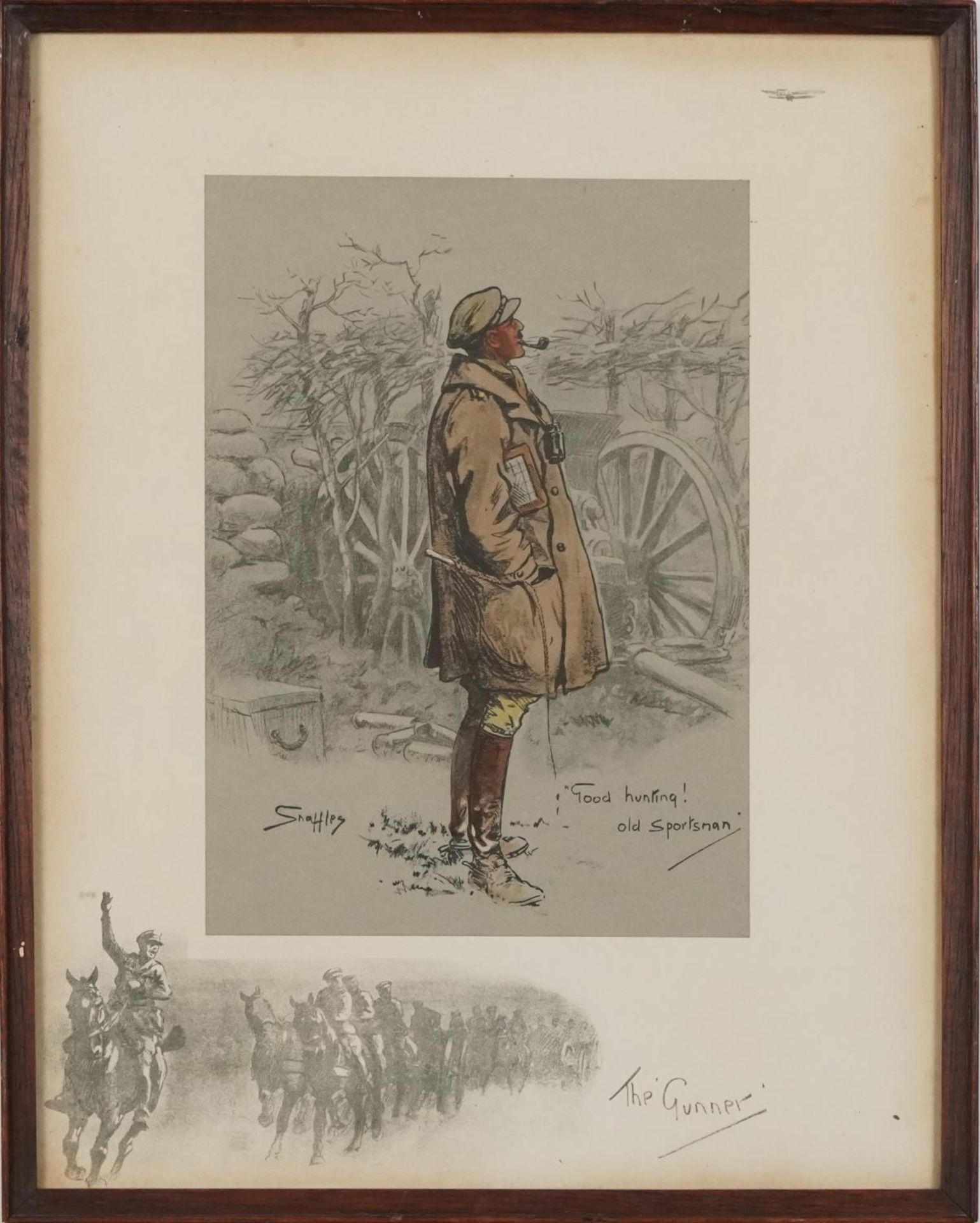 Good Hunting Old Sportsman the Gunner - World War I interest Snaffles print, framed in - Image 2 of 6