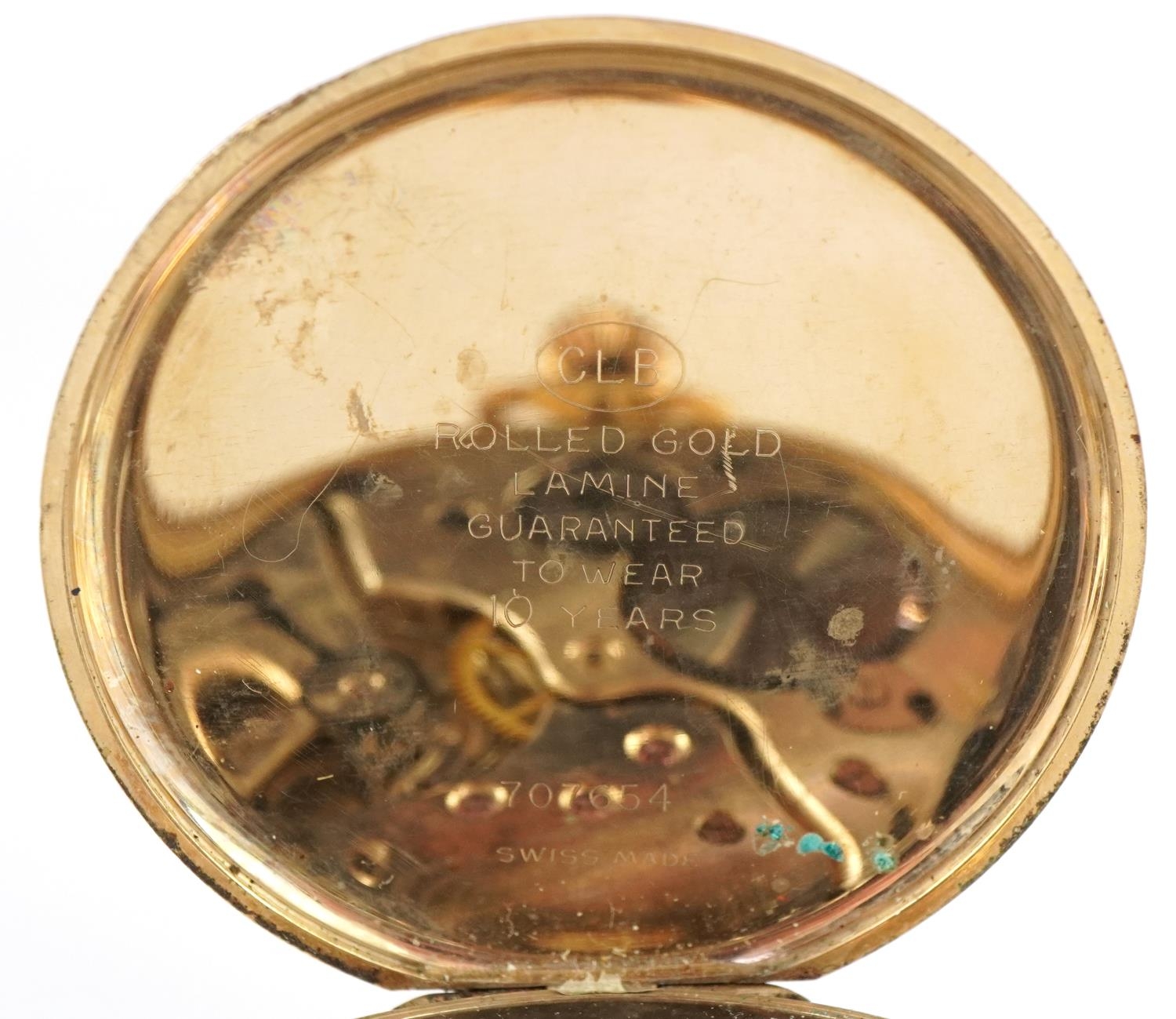 Sackville, Art Deco gold plated open face keyless pocket watch having silvered and subsidiary - Image 4 of 4