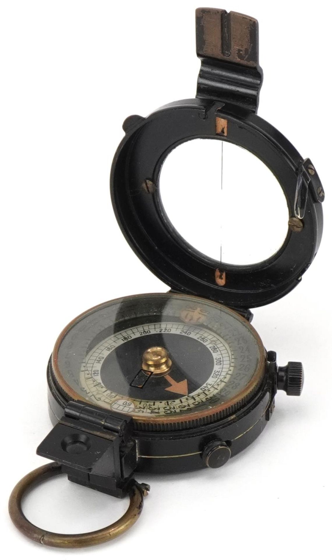 Military interest World War I compass housed in a leather case, Pat. Appd For, 5cm in diameter - Bild 3 aus 5