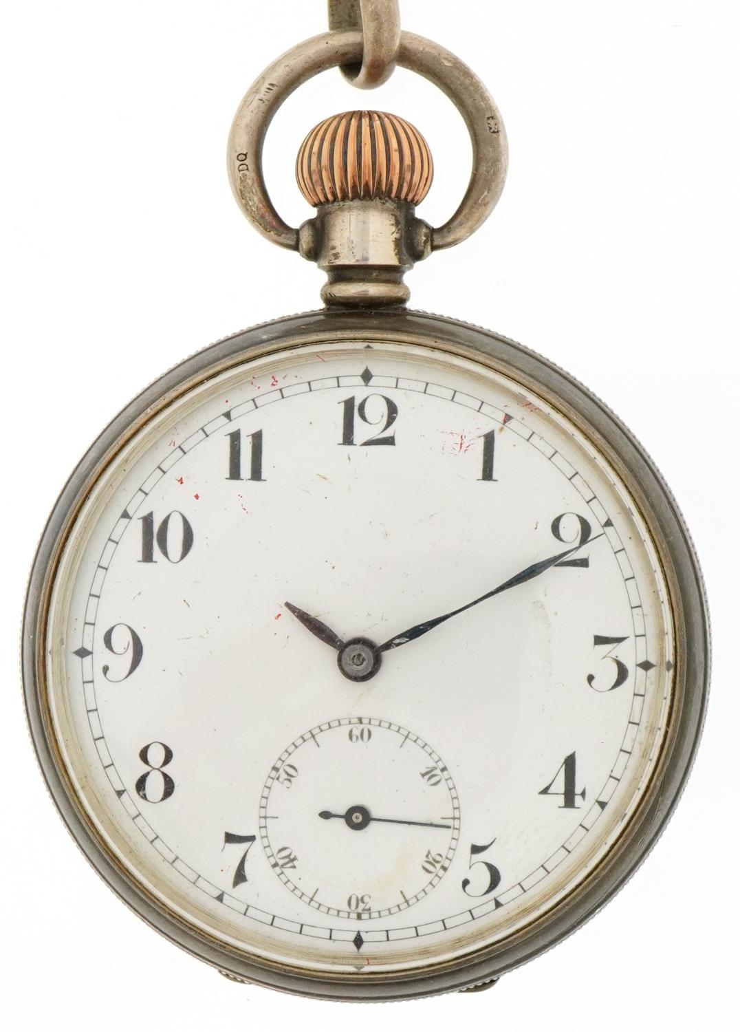 George V gentlemen's silver open face keyless pocket watch having enamelled and subsidiary dials - Image 2 of 5
