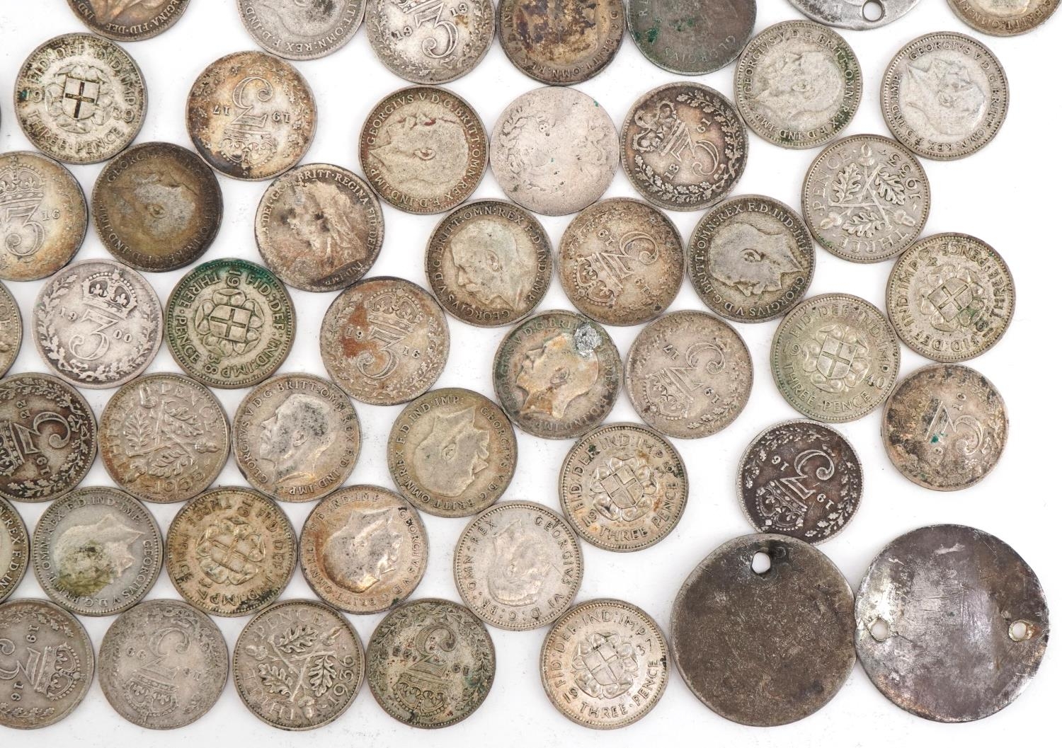 Assorted silver threepenny pieces and coinage including crown and half crowns - Image 7 of 7