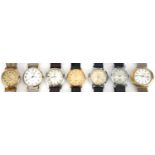 Seven vintage and later gentlemen's wristwatches including Services, Timex, Tosal and Sekonda, the