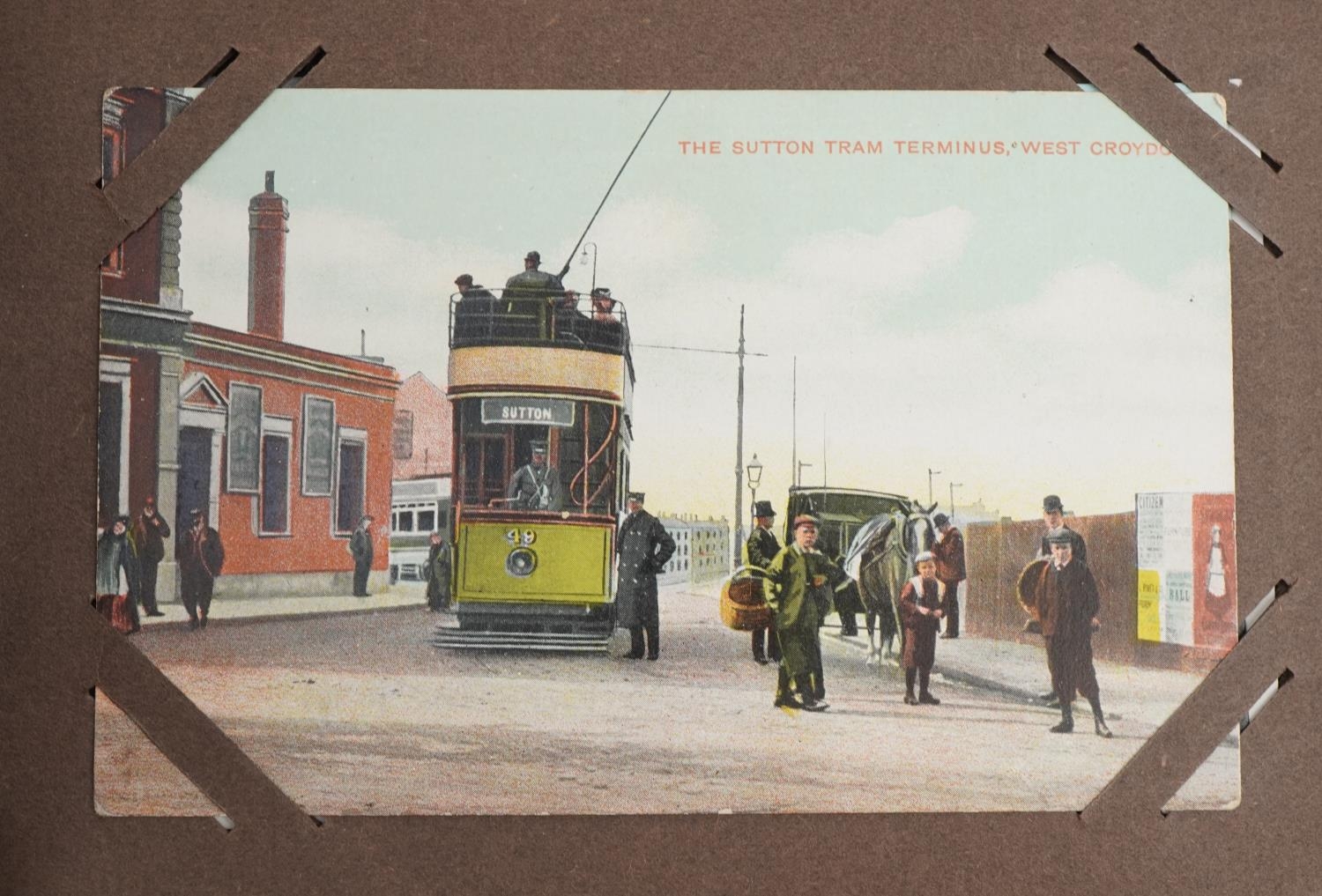 Local interest and railwayana postcards arranged in an album including Eastbourne Railway Station - Image 4 of 13