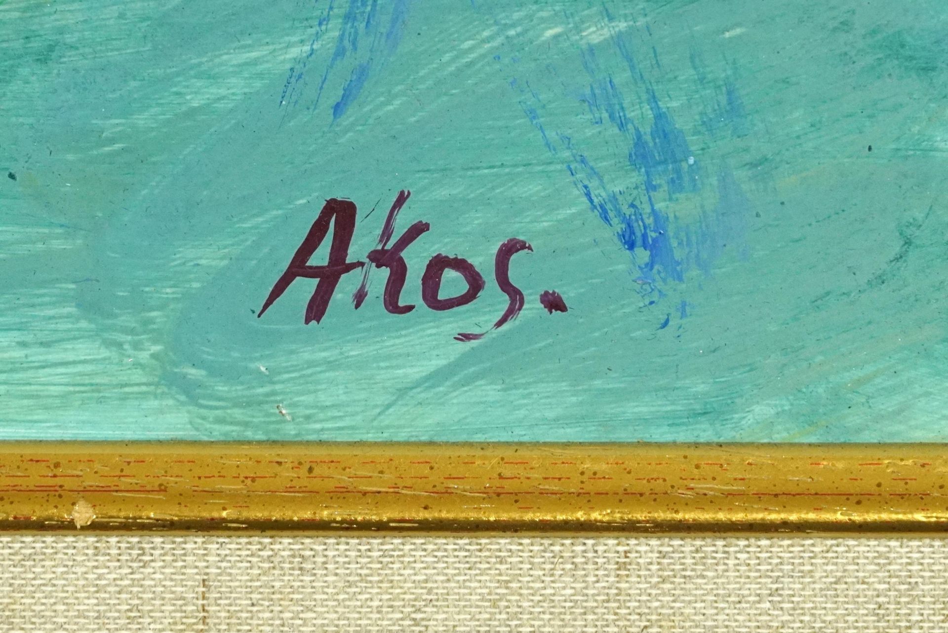 Akos Biro - Abstract composition, Hungarian school oil on board, stamp verso, mounted and framed, - Image 3 of 5