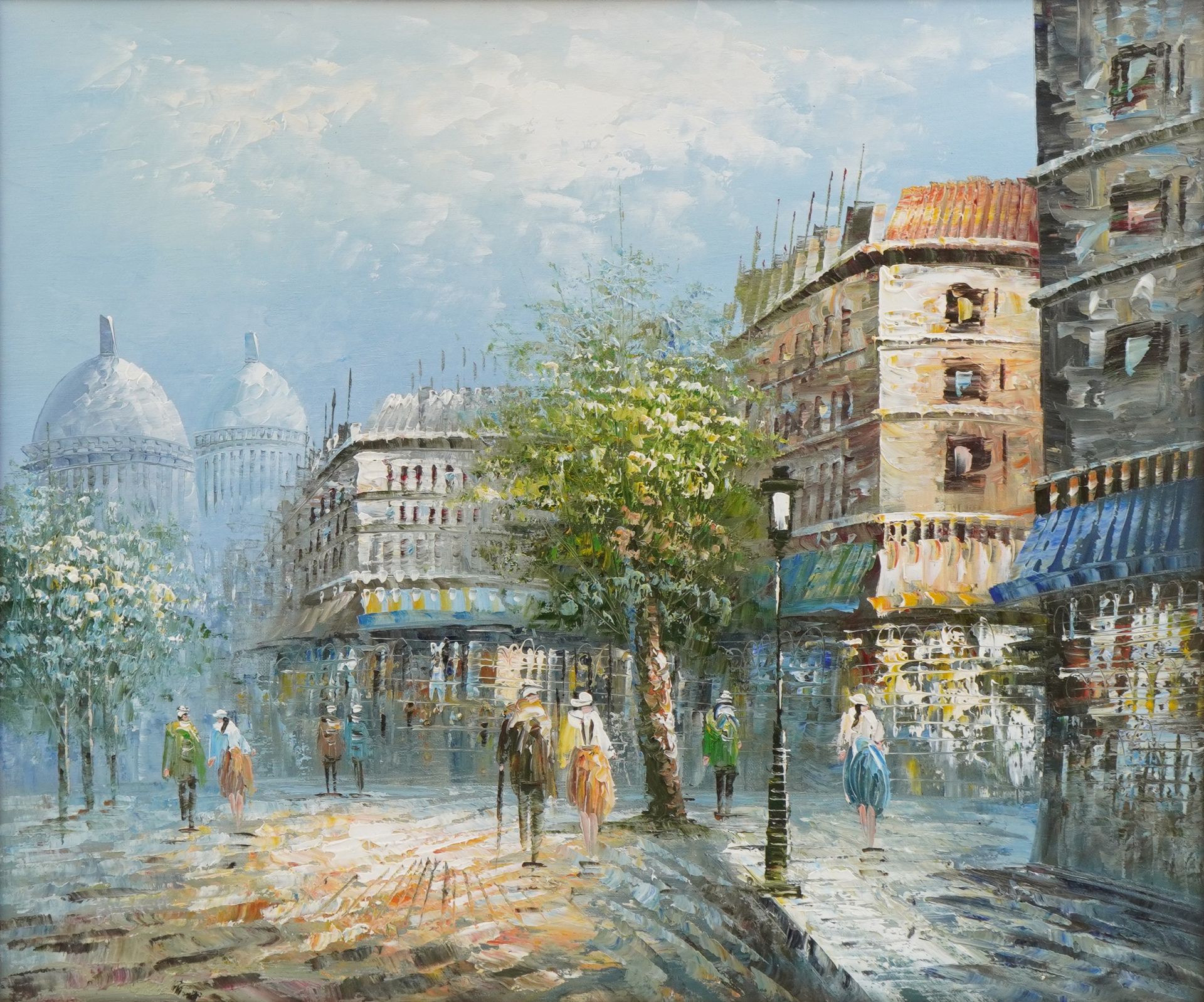 Burnett, two Parisian street scenes - oil on canvas, each framed, the largest 60cm x 50cm - Image 2 of 14