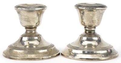 Napper & Davenport, pair of George V circular silver dwarf candlesticks, Birmingham 1924, each 5.5cm