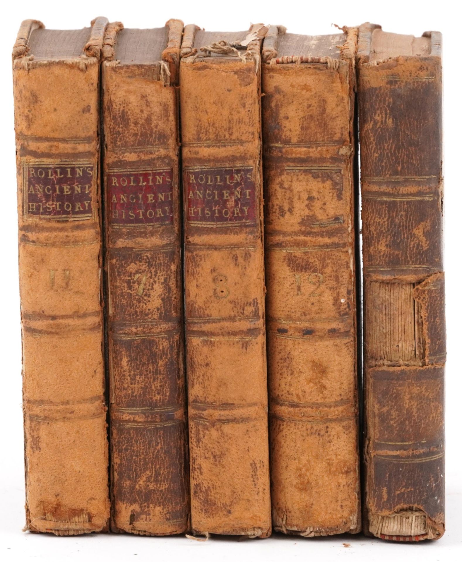 18th century Rollins Ancient History of Egyptians leather bound books , London, dated 1749 - Bild 2 aus 7