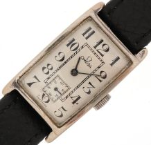 Omega, Art Deco gentlemen's 14ct white gold manual wind wristwatch having silvered and subsidiary