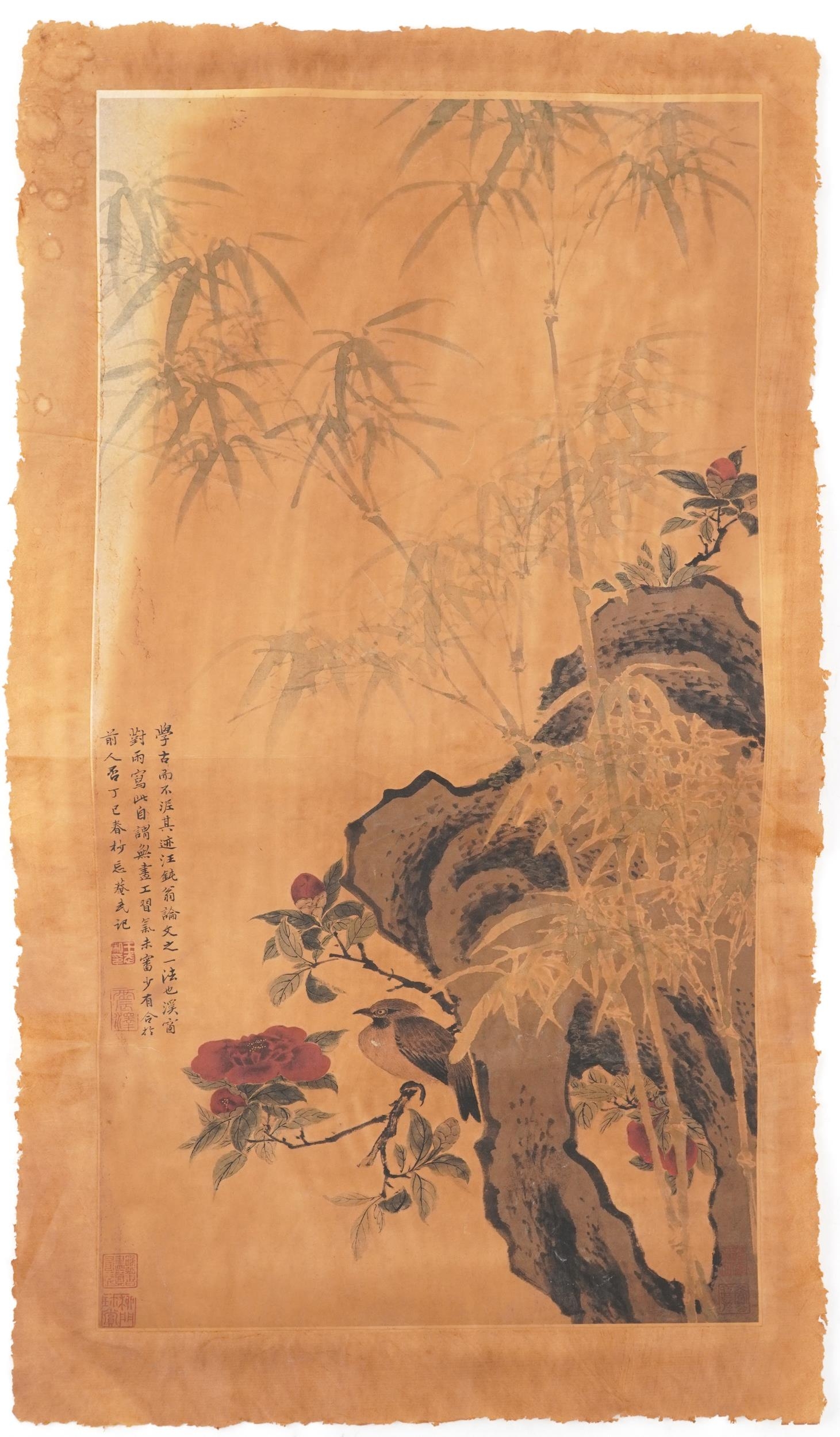 Bird of paradise amongst bamboo groves, Chinese print on paper, 66cm x 37cm - Bild 2 aus 5