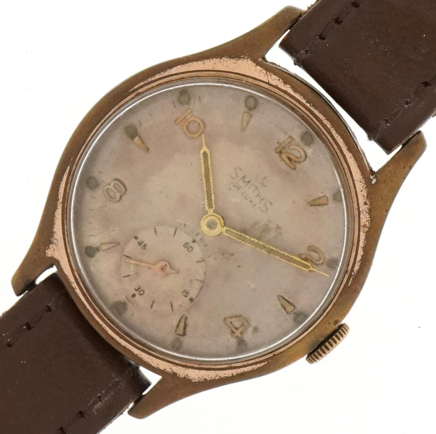 Smiths, gentlemen's Smiths Deluxe manual wind wristwatch having silvered and subsidiary dials with