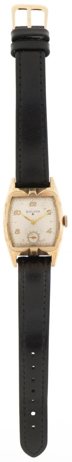 Bulova, gentlemen's gold plated manual wind wristwatch having silvered dial with Arabic numerals, - Bild 2 aus 6