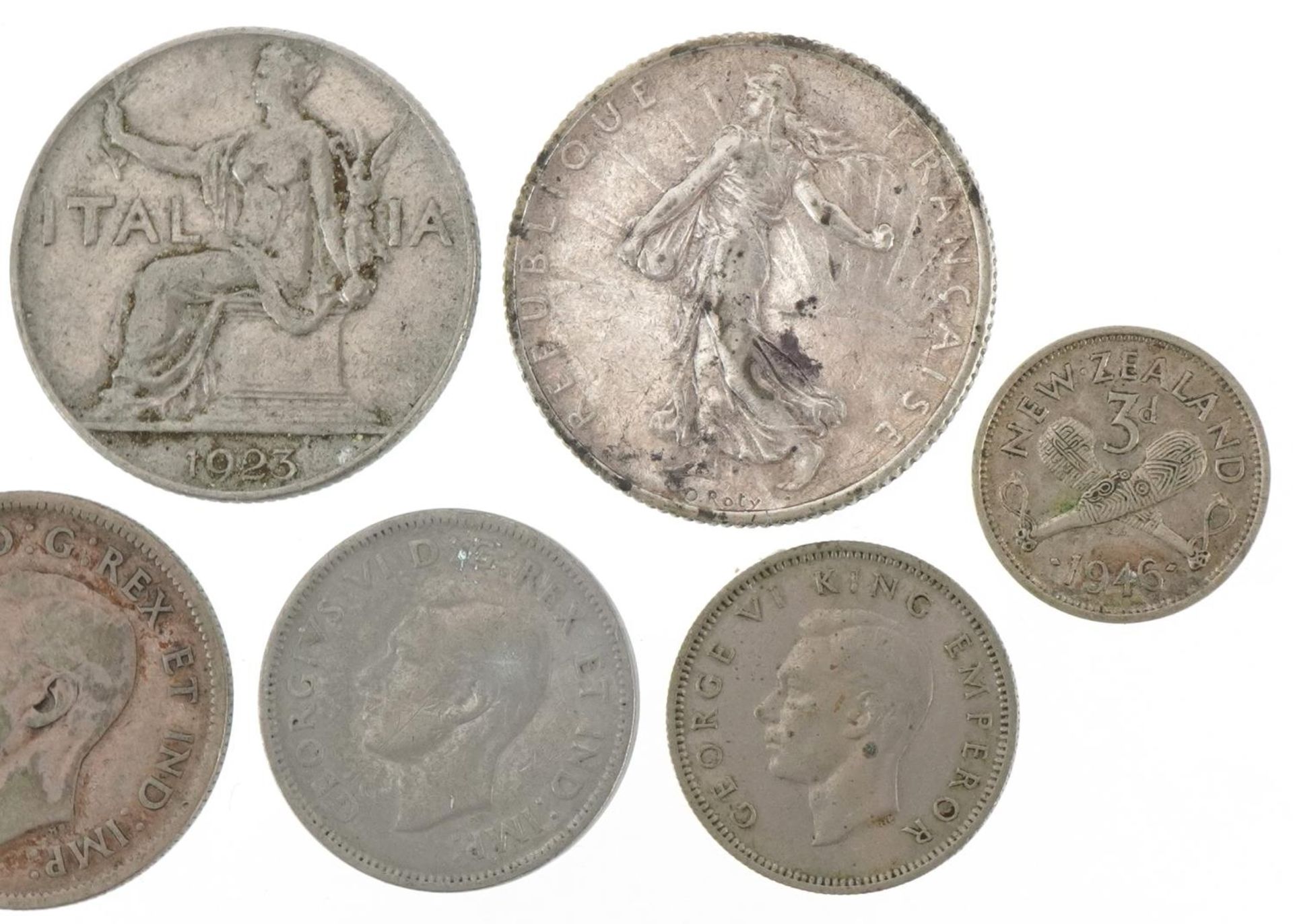 George V East Africa shilling, France, Italy and New Zealand coins - Bild 3 aus 6