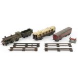 Hornby O gauge tinplate model railway including Great Western locomotive with 2711 tender and two