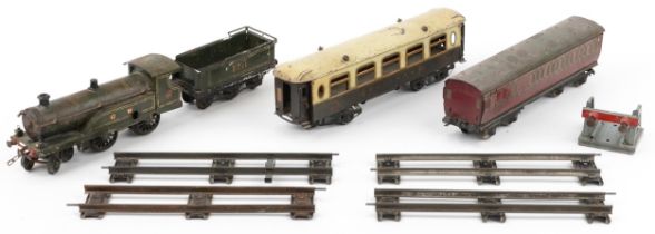 Hornby O gauge tinplate model railway including Great Western locomotive with 2711 tender and two