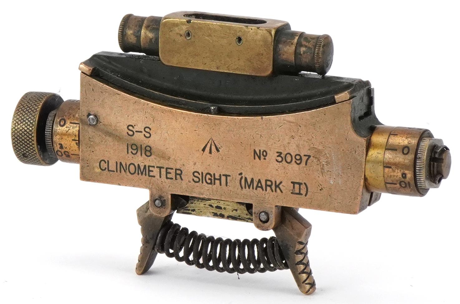 Military interest World War I clinometer gun sight (sight mark II) dated 1918, numbered 3097, 14cm