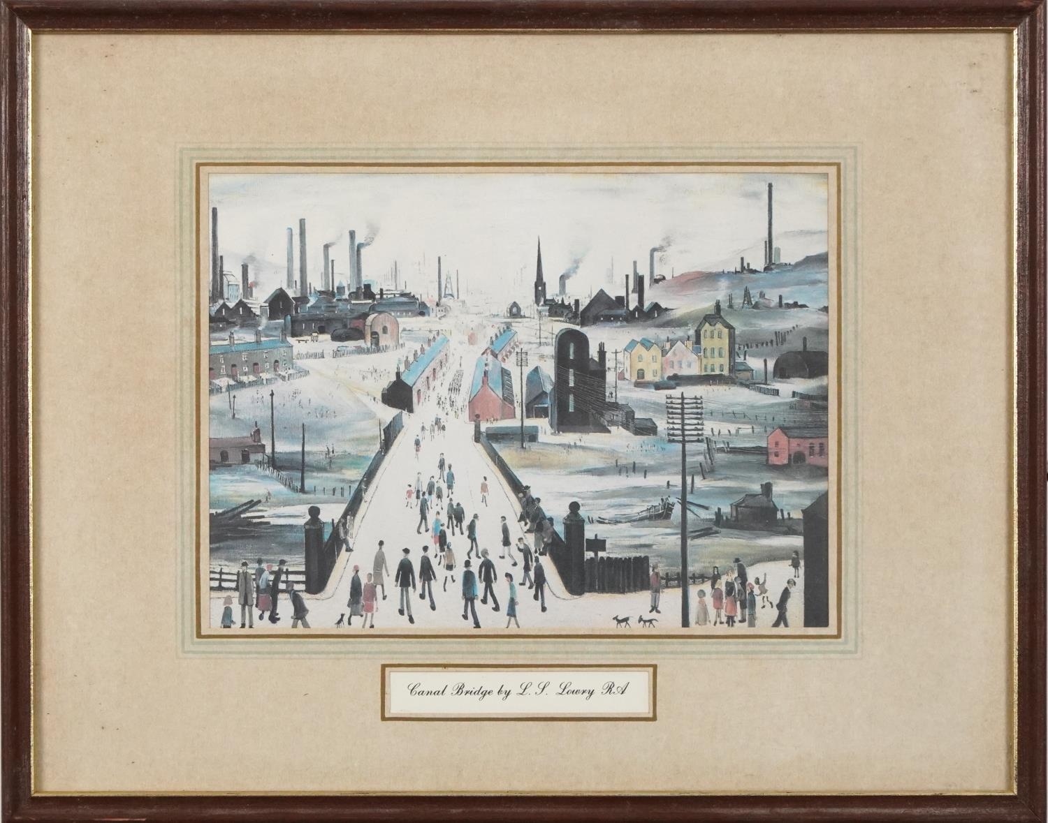 After Laurence Stephen Lowry - Canal Bridge and Laying a Foundation, two vintage prints in colour, - Image 3 of 11