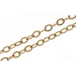 9ct gold fine paperchain link necklace, 44cm in length, 0.8g