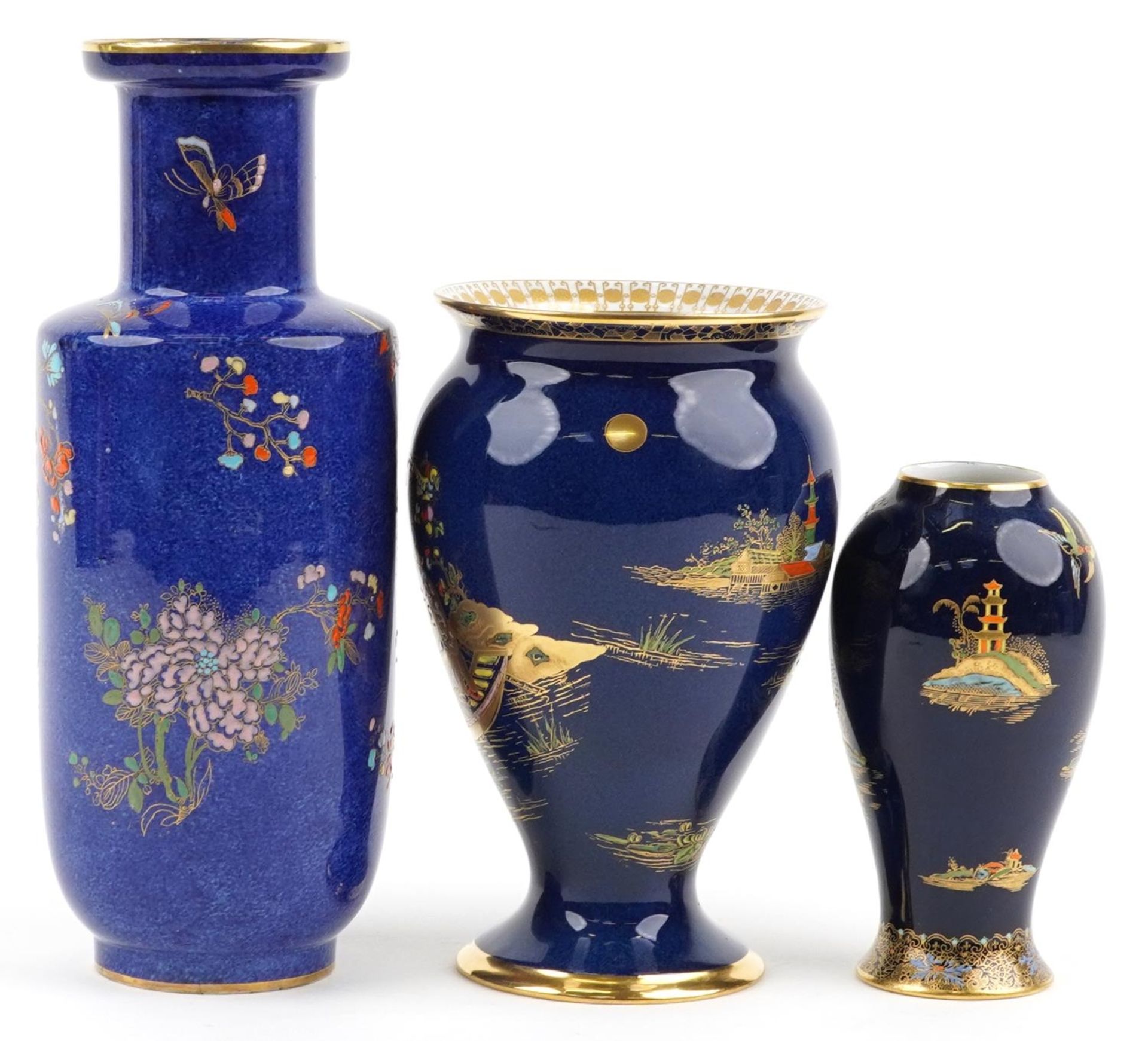 Three Carlton Ware vases including a Rouleau example decorated in the Kang He Rockery & Pheasant - Bild 3 aus 7