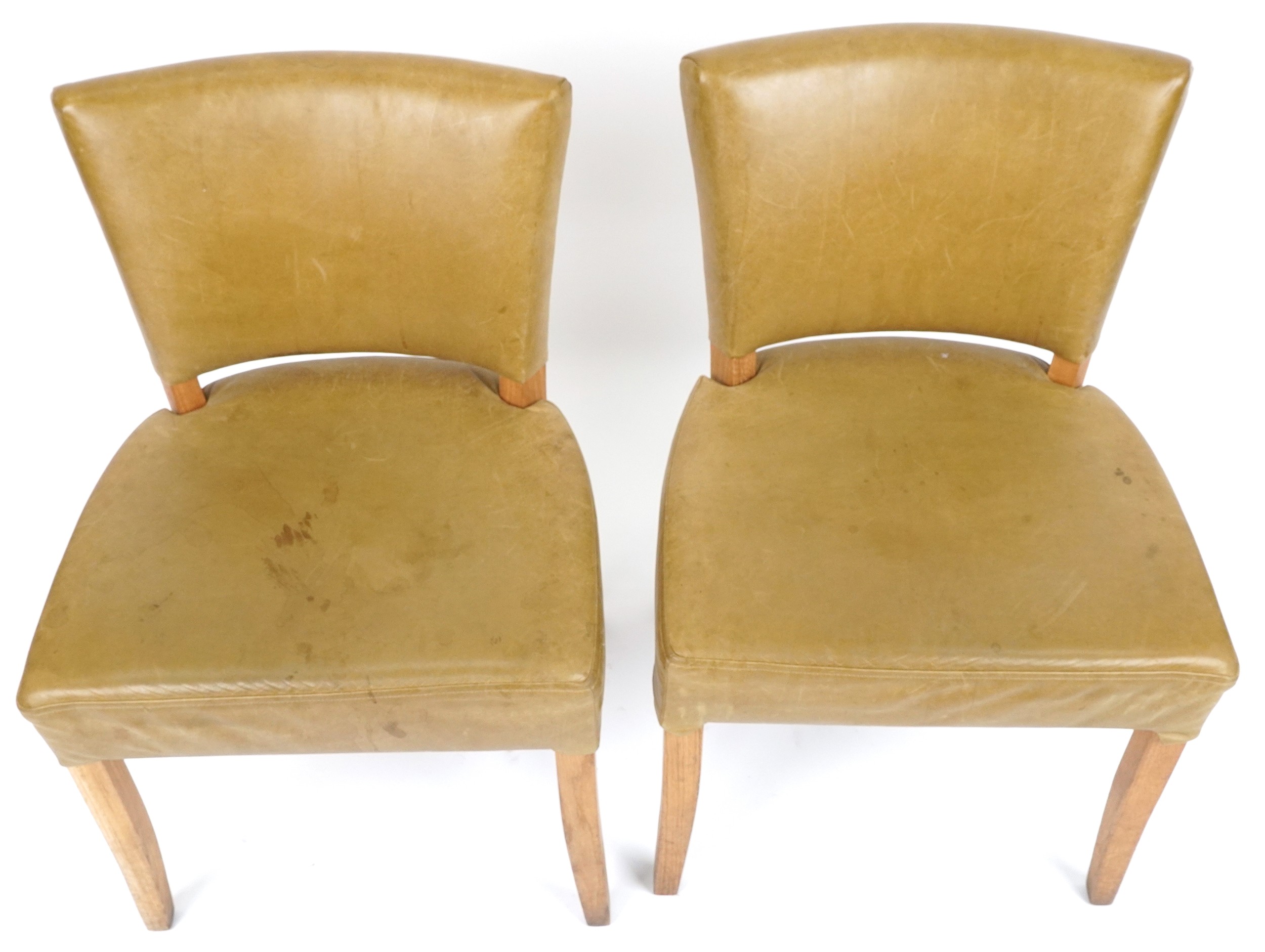 Wych Wood Design, pair of contemporary light oak chairs with green leather upholstery, 87cm high - Image 3 of 4