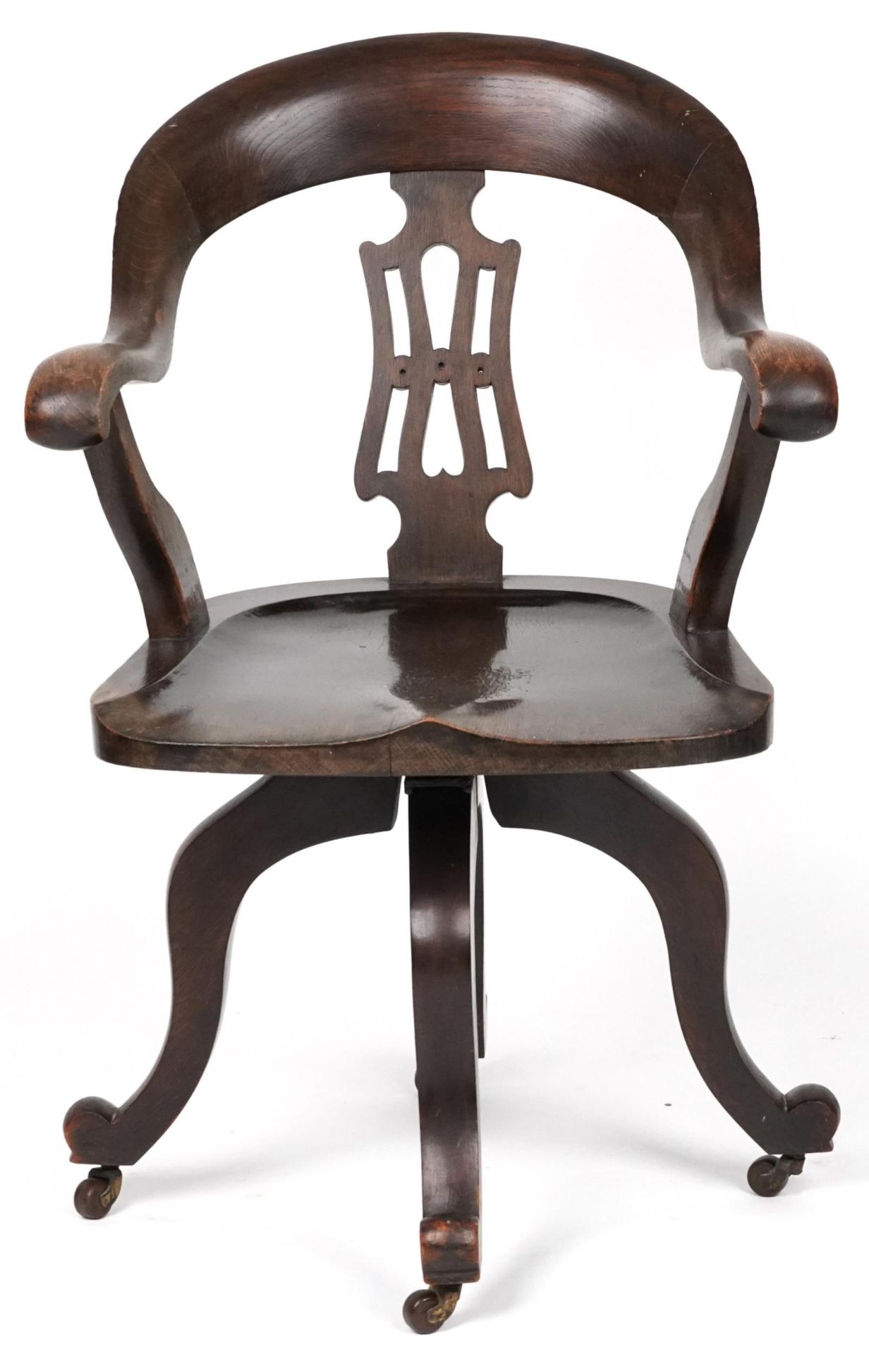 Antique oak captain's chair, 88cm high - Bild 2 aus 4