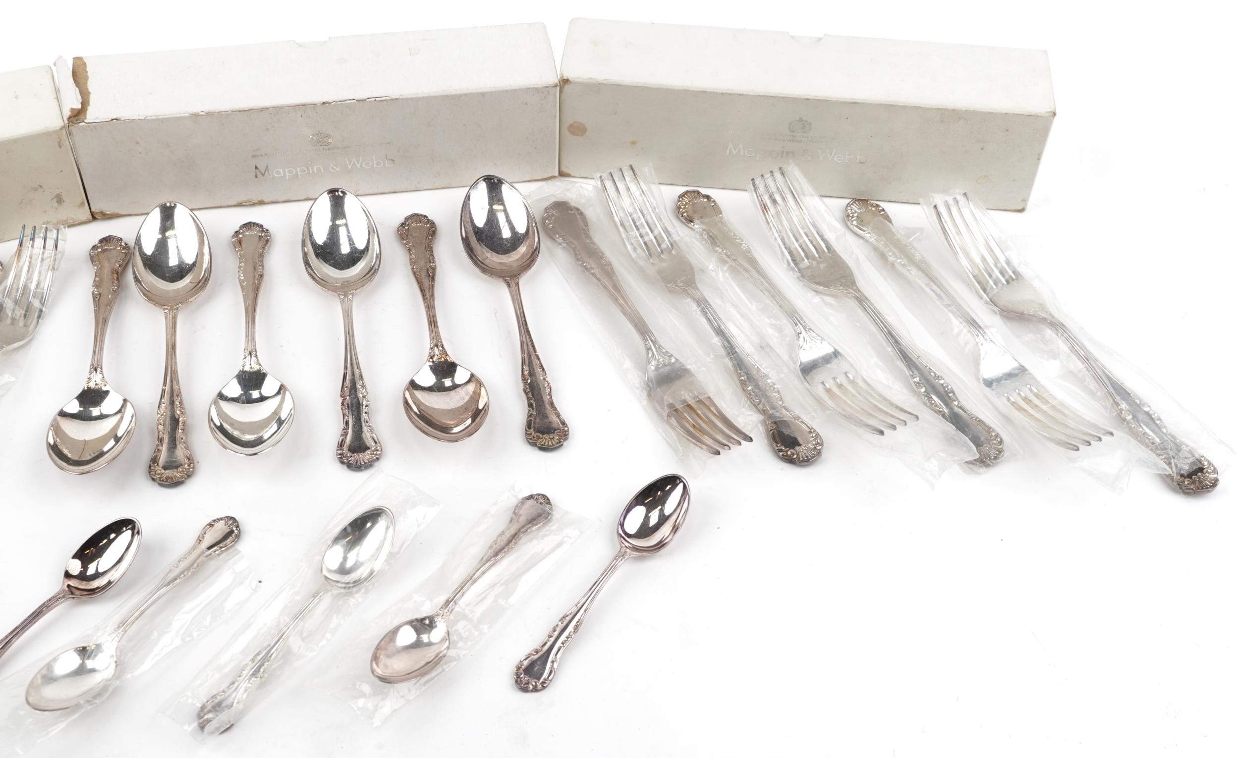 As new Mappin & Webb silver plated cutlery housed in three boxes including forks - Image 3 of 6