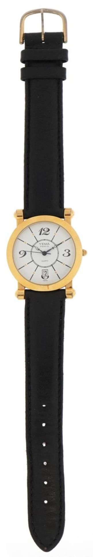 Yema, gentlemen's quartz wristwatch having subsidiary dial with Arabic numerals and date aperture, - Image 2 of 5