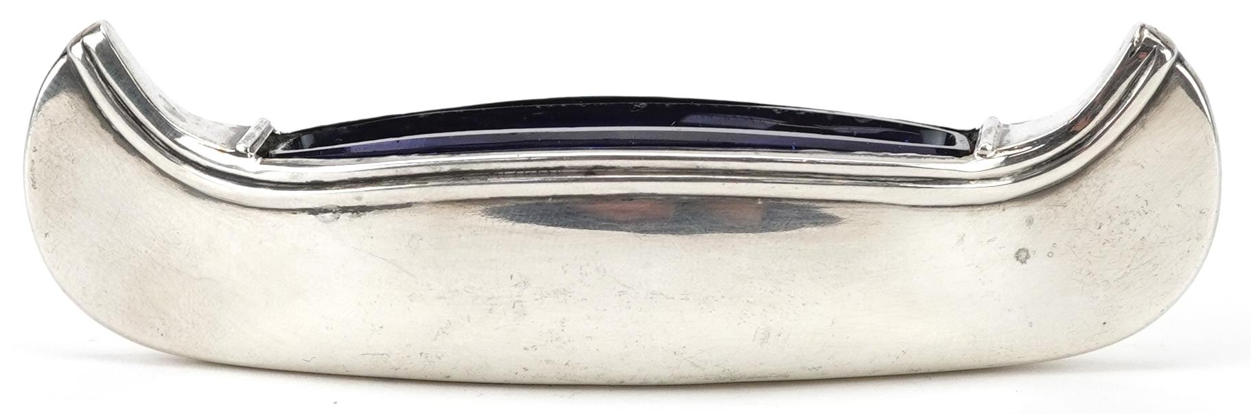 Adie & Lovekin Ltd, Edwardian silver open table salt in the form of a boat, with blue glass liner, - Image 2 of 5