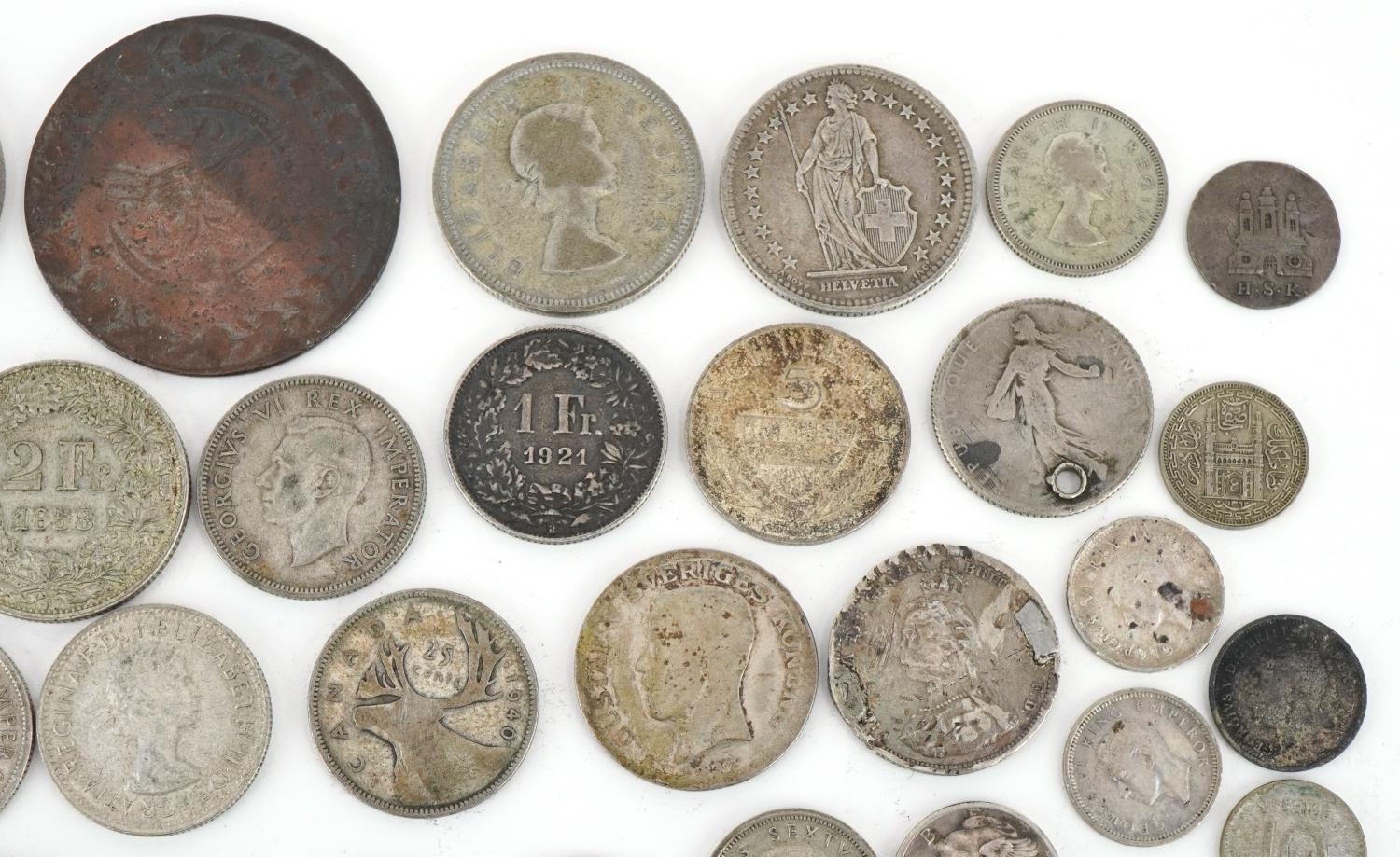 19th century and later world coinage, some silver, including 1944 two franc and Australian 1943 - Image 8 of 10
