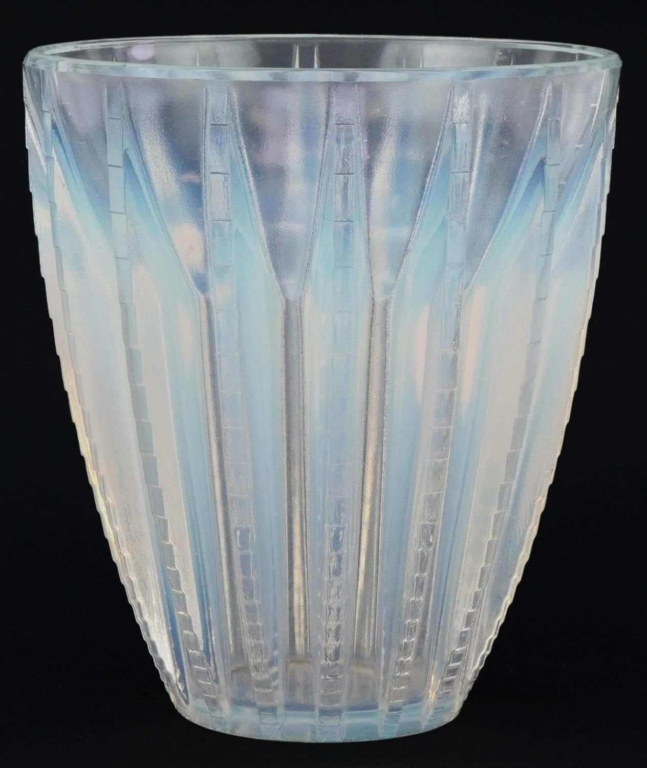 R Lalique opalescent Chamonix vase, etched R Lalique to the base, 15.5 cm high - Image 2 of 4