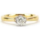 18ct gold diamond solitaire ring, the diamond approximately 0.25 carat, size M, 3.5g