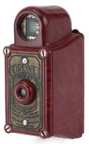 Burgundy Coronet Midget camera, 6cm high