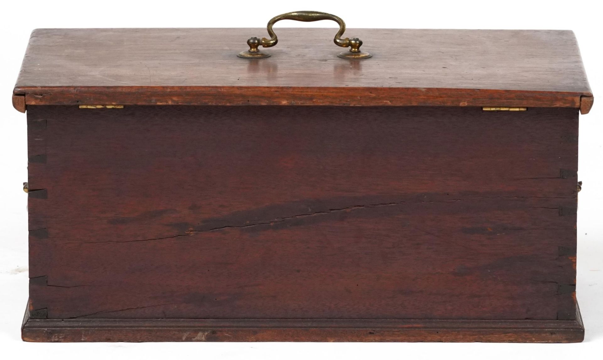 Victorian oak scroll box with brass handles, 24cm H x 50cm W x 27cm D - Bild 4 aus 4