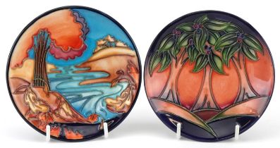Two Moorcroft pottery dishes including one hand painted and tubelined in the New Forest pattern,
