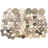 Mixed English and European silver coinage, including Victorian examples