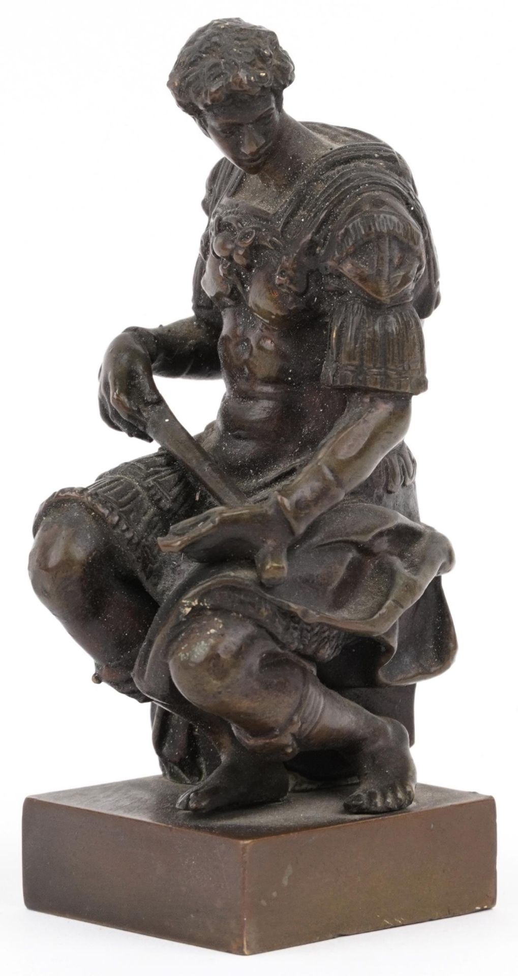 Bronze statue of a seated Julius Caesar, 13cm high