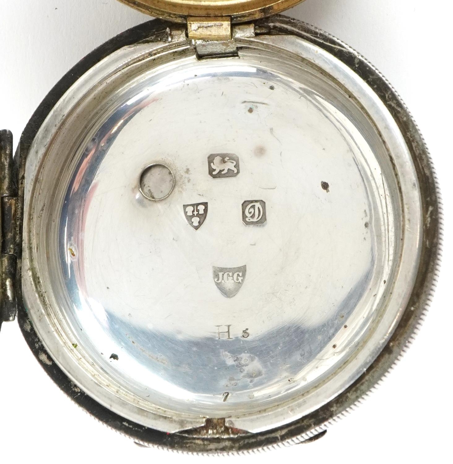 Three gentlemen's silver open face pocket watches having enamelled and subsidiary dials with Roman - Image 4 of 7