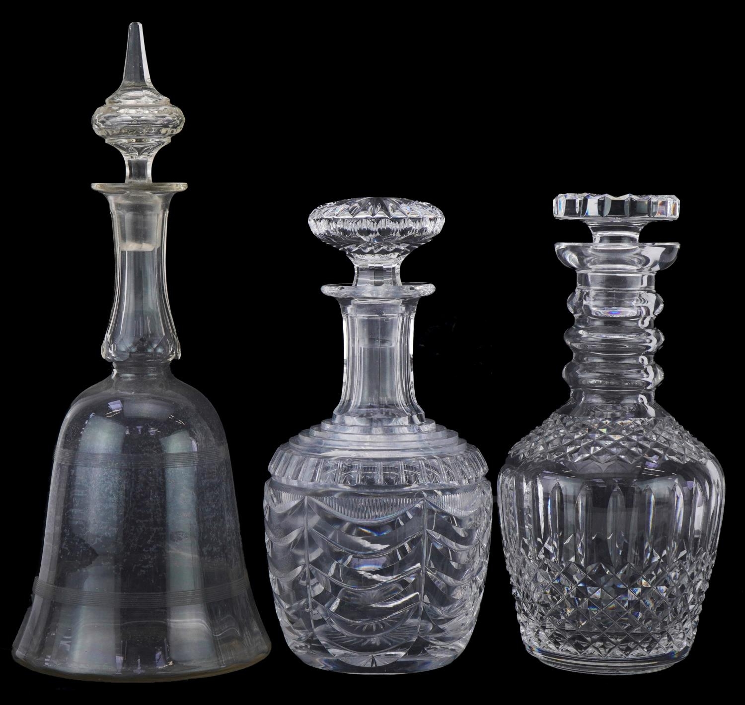 Three cut glass decanters including one with swags, the largest 33.5cm high - Image 2 of 3