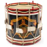 British military George VI Royal Marine Depot side drum with hand painted motifs, 39cm high x 37.5cm