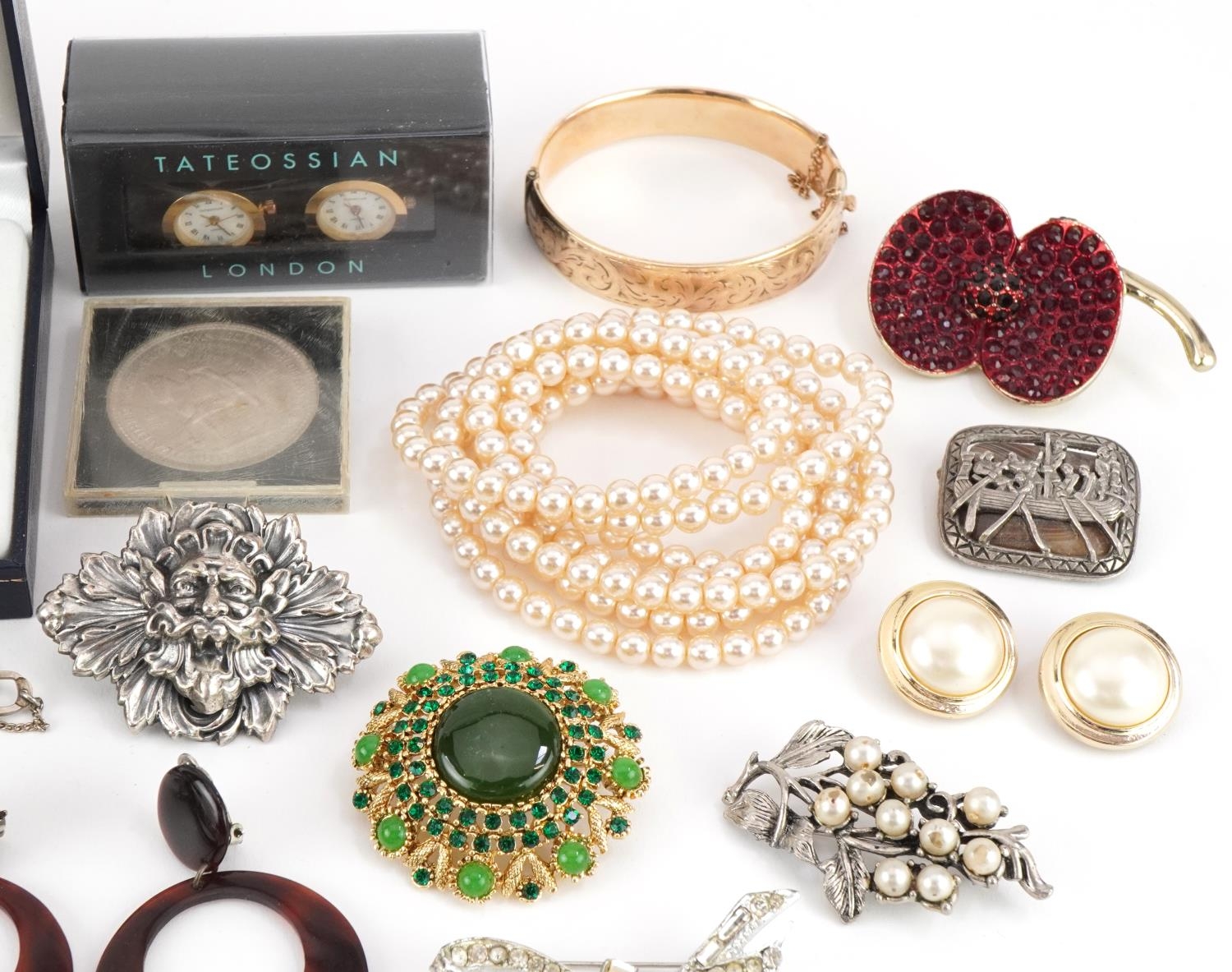 Vintage and later costume jewellery and wristwatches including a Napier Green Man brooch, - Image 3 of 6