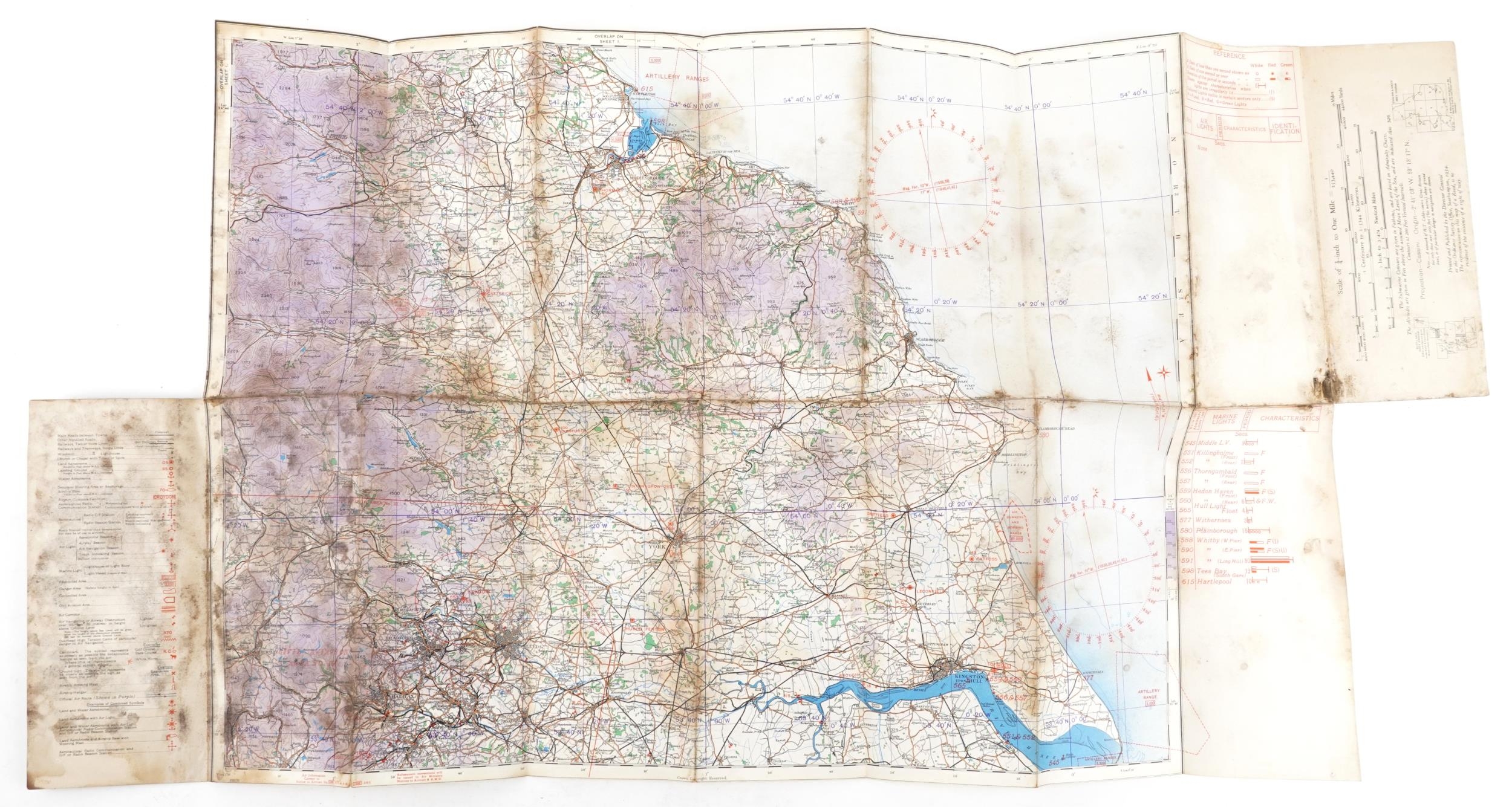 Five military interest RAF aeronautical canvas backed folding maps including England South West - Image 4 of 11