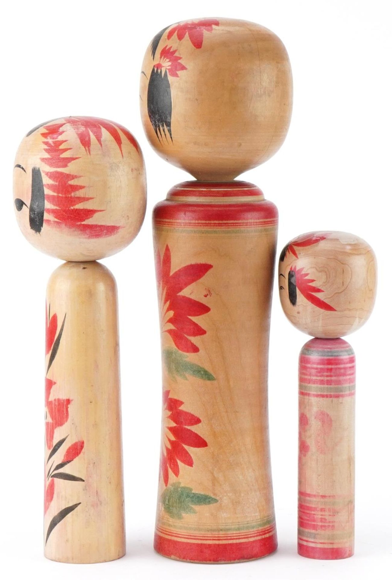 Three Japanese wooden and lacquered Kokeshi dolls, the largest 36cm high - Bild 2 aus 7