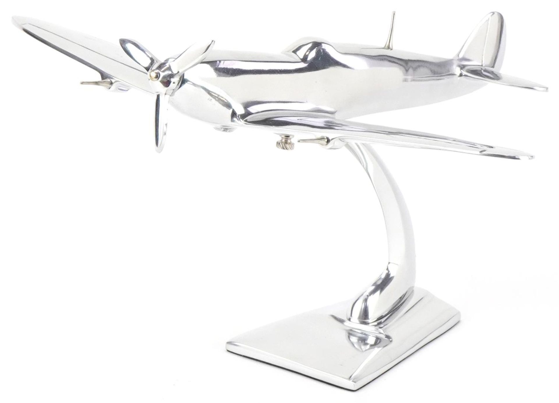 Chromed model of a military aeroplane, 36cm wide