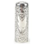 Victorian silver floral engraved scent bottle, AJ maker's mark, Birmingham 1892, 5cm high, 18.5g