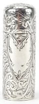 Victorian silver floral engraved scent bottle, AJ maker's mark, Birmingham 1892, 5cm high, 18.5g