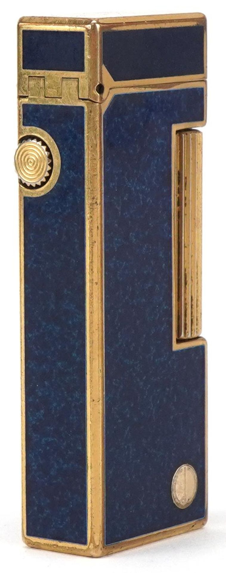 Vintage Dunhill gold plated lapis lazuli pocket lighter with case - Bild 3 aus 4